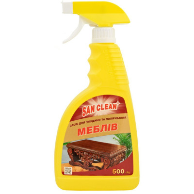 Средство для ухода за мебелью San Clean для чистки и полировки с распылителем 500 г (4820003540138) Винница - изображение 1