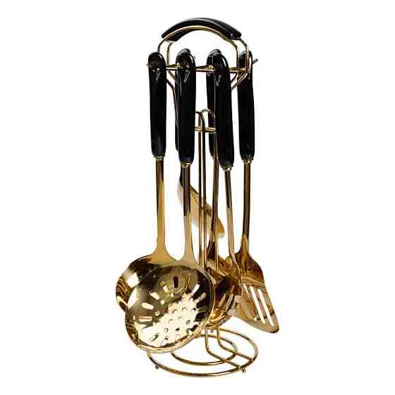 Набір кухонних аксесуарів на підставці чорний з золотом Київ
