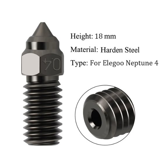 Сопло Hhiddo 0,4 мм из закаленной стали для 3D-принтеров Elegoo Neptune 4/Neptune 4 Pro Киев - изображение 1