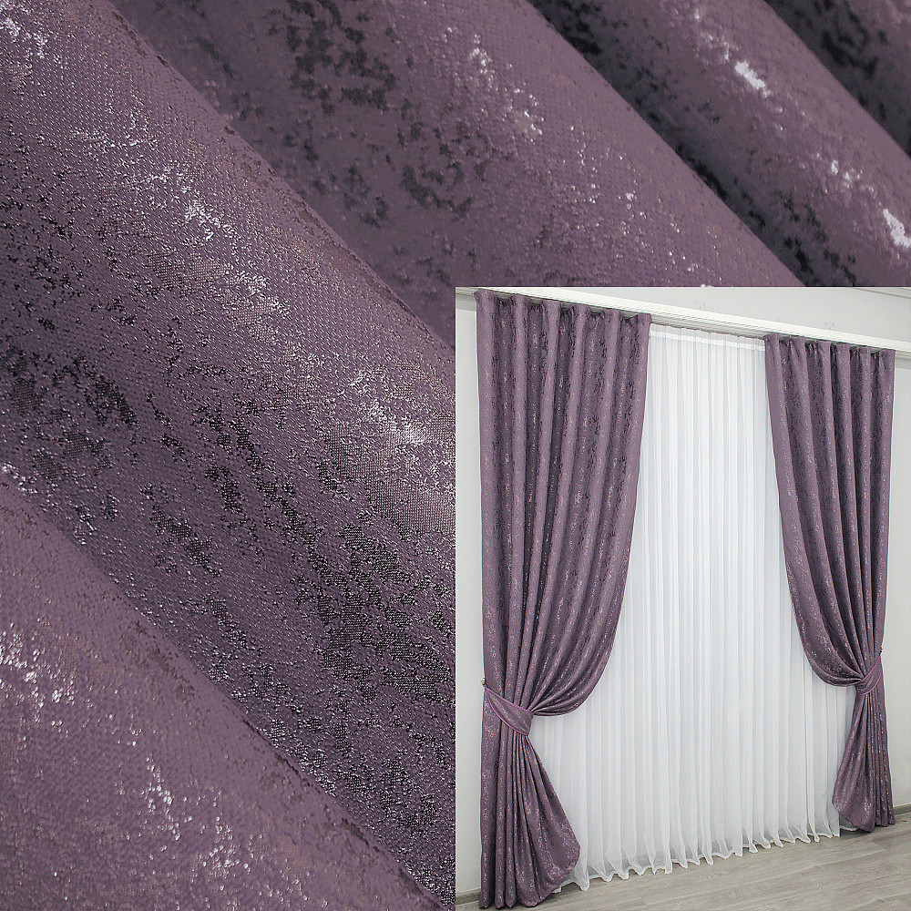 Комплект готовых штор VR-Textil Лен мрамор Pavliani № 1171ш Фиолетовый 100х270 см 2 шт (31-612) Киев - изображение 1