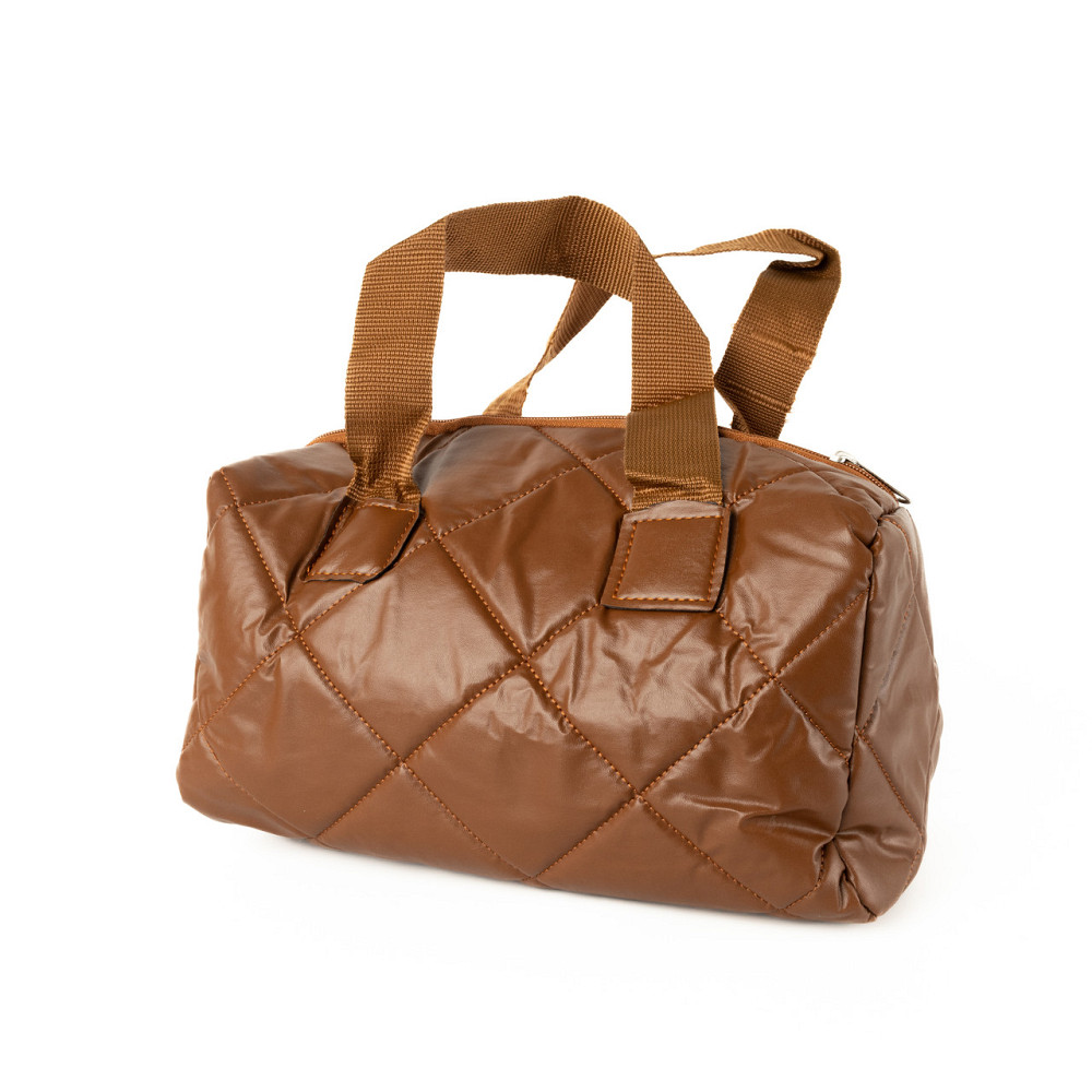 Сумка бочонок женская спортивная из плащевки на молнии, с короткими ручками Коричневый Каменец-Подольский - изображение 3