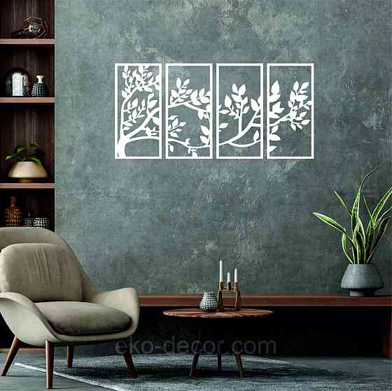 Декоративне настінне Панно «Весна», Декор на стіну 110*228 см, Білий Київ