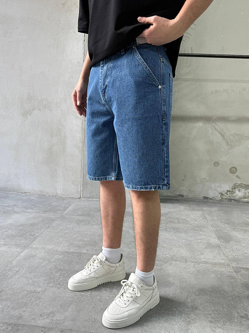 Чоловічі джинсові шорти прямі повсякденні з кишенями на літо під ремінь Туреччина джинс XL Одеса - фото 5