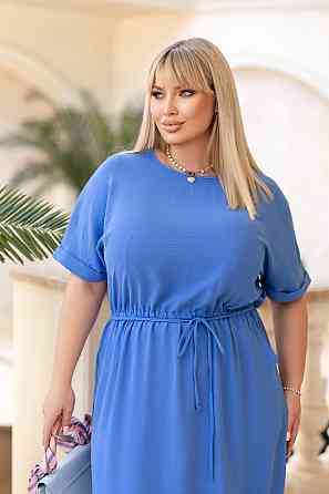 Женское платье миди со шнурком Rea 54-56, Джинс Киев