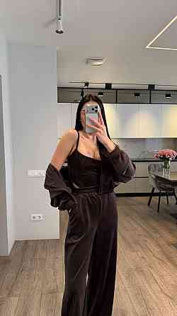 Женский стильный повседневный костюм тройка велюр плюш Шоколад, 44/46 Одесса