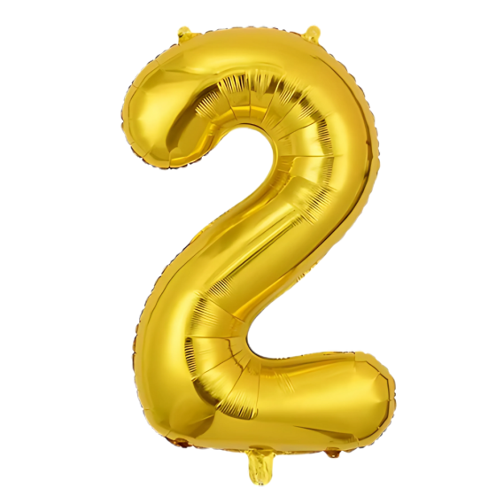 Воздушный шар в виде цифры 2 золотой,32 дюйма, фольгированый, праздничный для дня рождения, годовщин юбилеев Каменец-Подольский