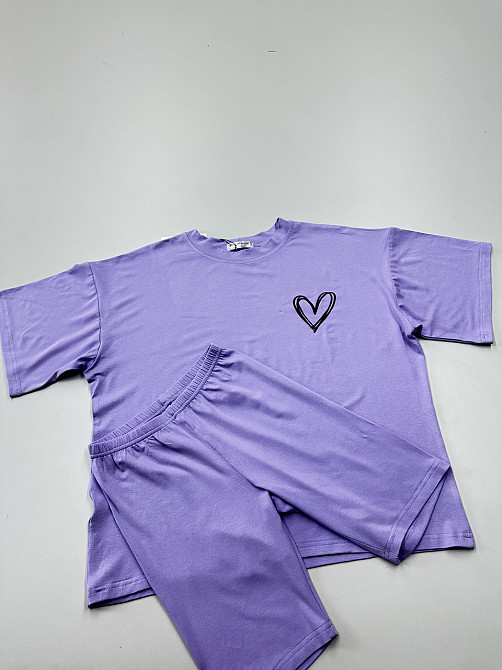 Футболка и велосипедки женские кулир Сиреневый XL/2XL Харьков - изображение 2