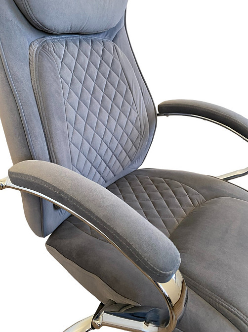 Офисное кресло руководителя Tehforward Lambo Velur хром Anyfix Серый Киев - изображение 5