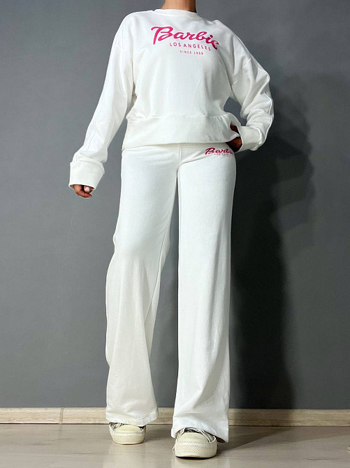 Костюм женский Quzen 485-485 Barbie оверсайз свитшот и брюки палаццо белый, белый, L Киев - изображение 19