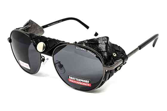 Окуляри захисні Global Vision Aviator-5 GunMetal (gray), сірі в темній оправі зі з'ємним ущільнювачем із синтетичної "шкіри" Київ