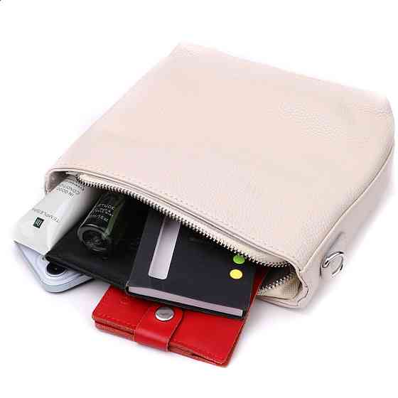 Повсякденна плечова сумка з натуральної шкіри Vintage 22915 Білий Київ