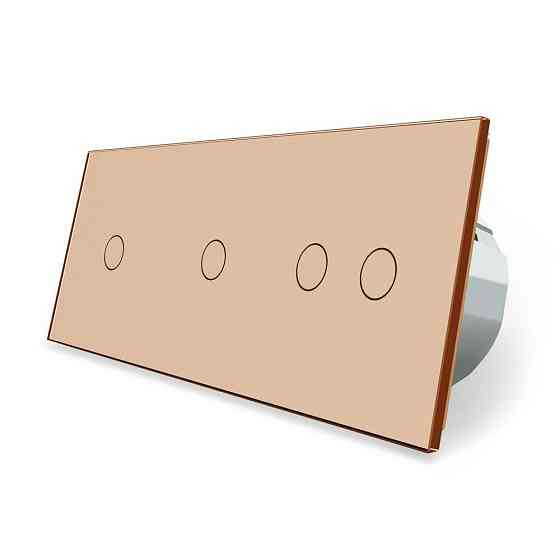 Розумний сенсорний ZigBee вимикач 4 сенсора (1-1-2) Livolo золото скло (VL-C701Z/C701Z/C702Z-13) Коломыя