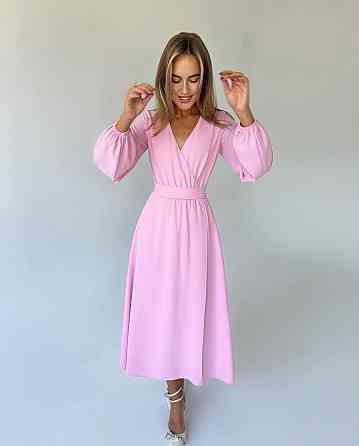 Женское романтичное приталенное миди платье софт Розовый Одесса