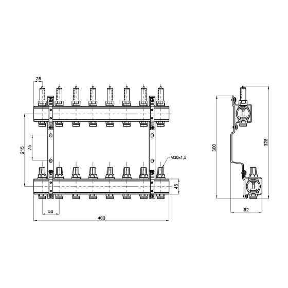 Колектор із витратами Thermo Alliance Forte 1" 8 виходів SF001W8 Київ
