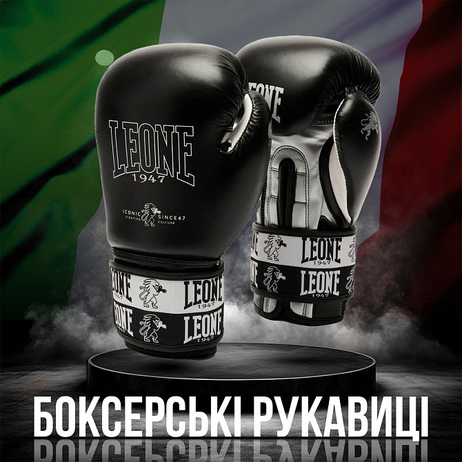 Боксерські рукавиці Leone GN208 ICONIC Black 16 унцій (бинти 4 м. в комплекті) Кам'янське - фото 2