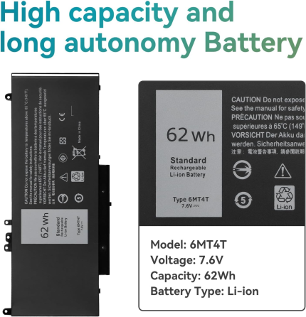 Аккумуляторная батарея K KYUER 6MT4T для Dell Latitude E5470 E5570 E5270 Precision 3510 7.6V 62Wh литий-ионная черная Киев