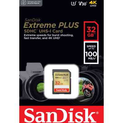 Карта памяти SanDisk 32GB SDXC class 10 Extreme PLUS (SDSDXWT-032G-GNCIN) Винница