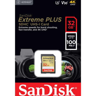Карта пам'яті SanDisk 32GB SDXC class 10 Extreme PLUS (SDSDXWT-032G-GNCIN) Вінниця - фото 4