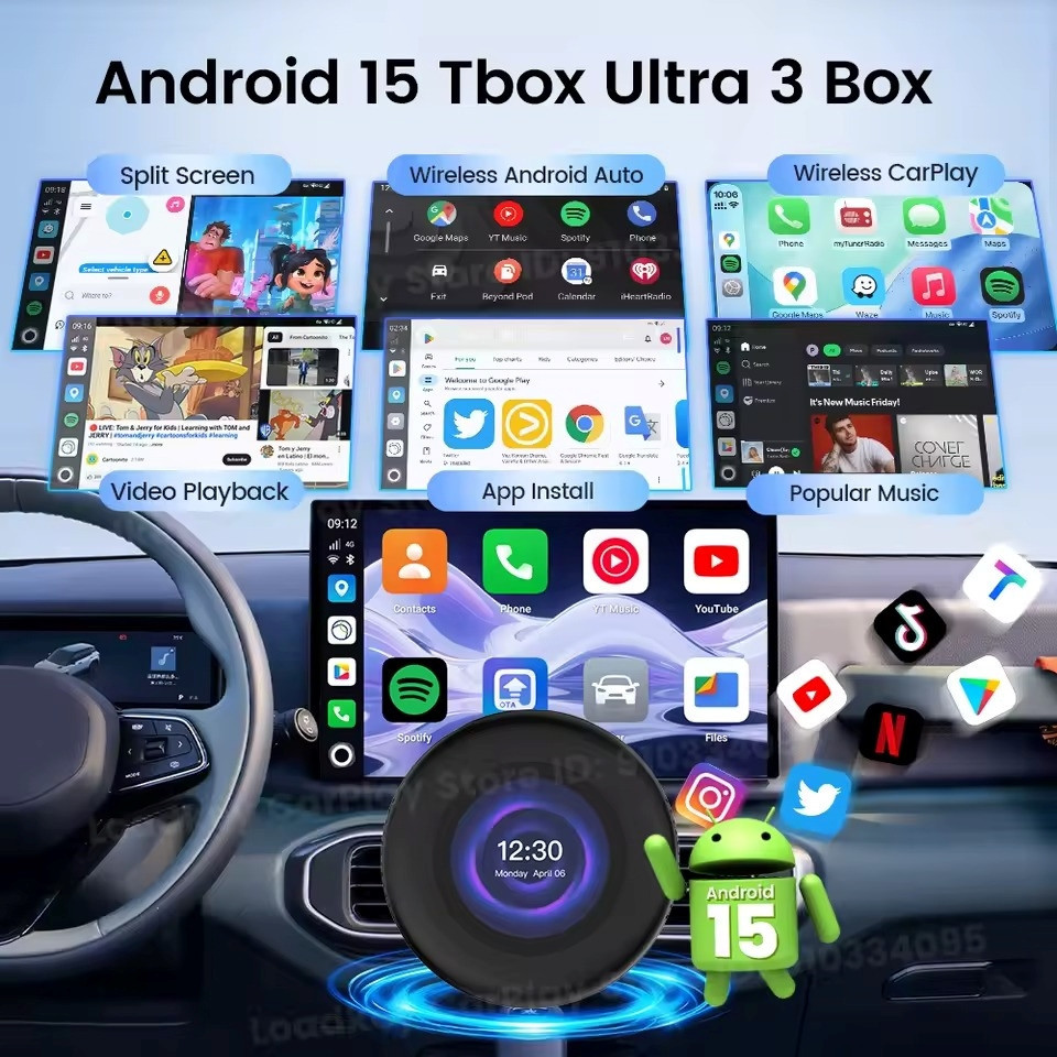 FM-трансмітер CarlinKit Tbox Ultra v.3 SM6350 8/128 Android 15+ бездротовий CarPlay та Android Auto Вінниця - фото 3