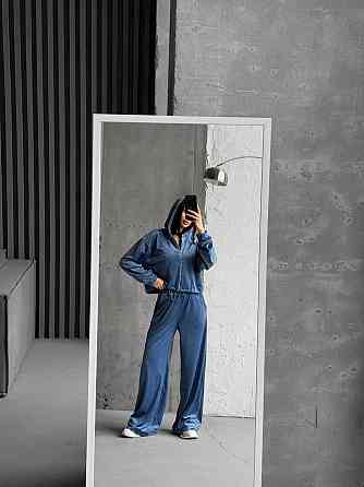 Женский прогулочный костюм двойка: кофта и штаны турецкий велюр Джинс, 46/48 Одесса