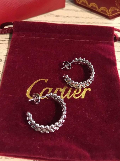 Cartier серьги полукольца с зубчиками напыление белым золотом Одесса - изображение 14
