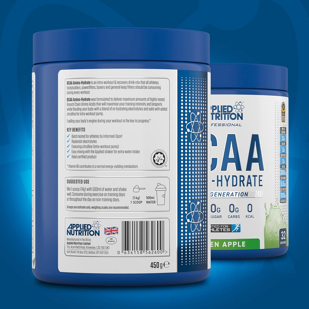 Комплекс аминокислот Applied Nutrition BCAA Amino-Hydrate (450g - 32 Servings) (Green Apple) Луцк - изображение 2