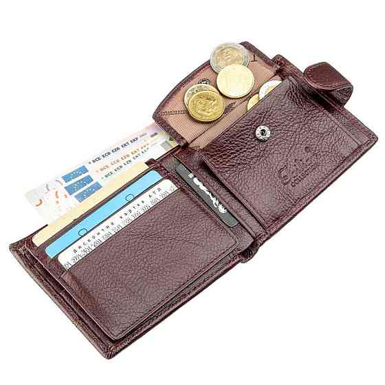 Кошелек горизонтальный мужской флотар кожаный TAILIAN 19009 Коричневый Киев