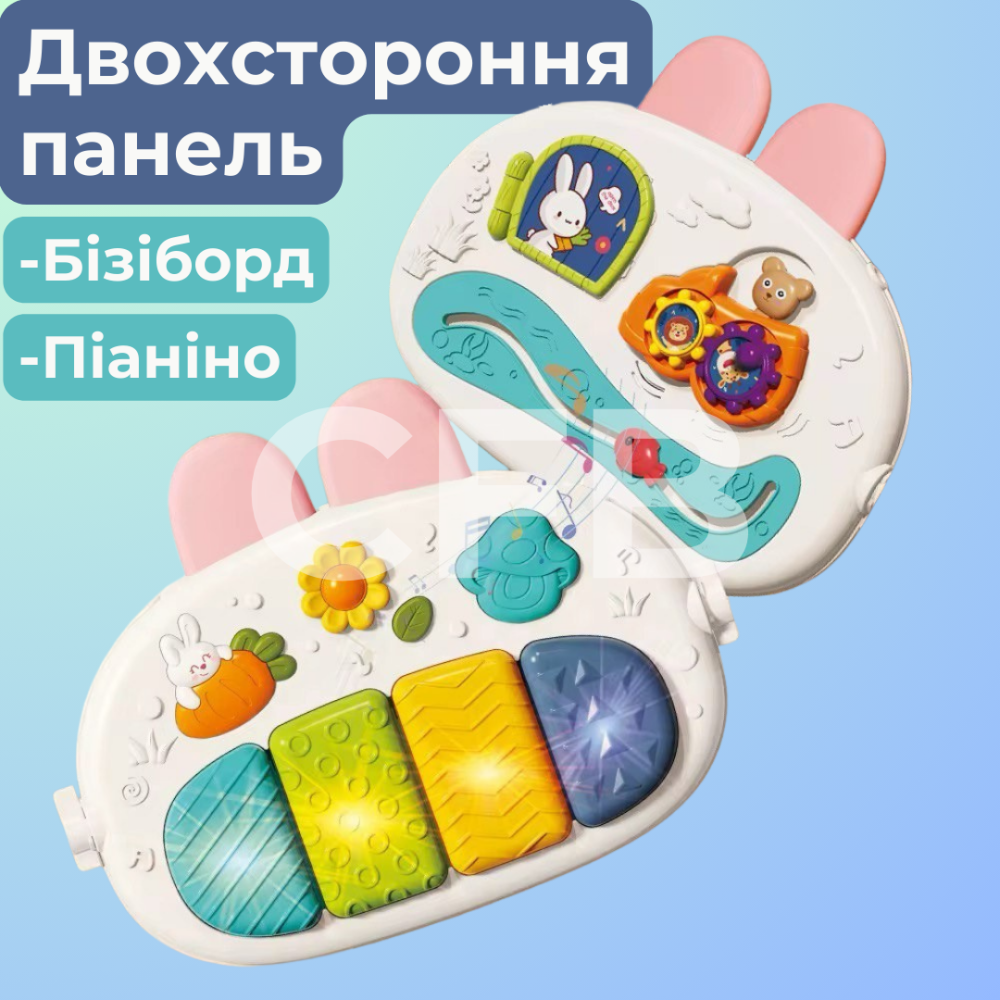 Дитячий розвиваючий килимок ходунки 2в1 коврик для немовлят музичне піаніно, каталка, світловий проектор, бізіборд Синій Київ - фото 3