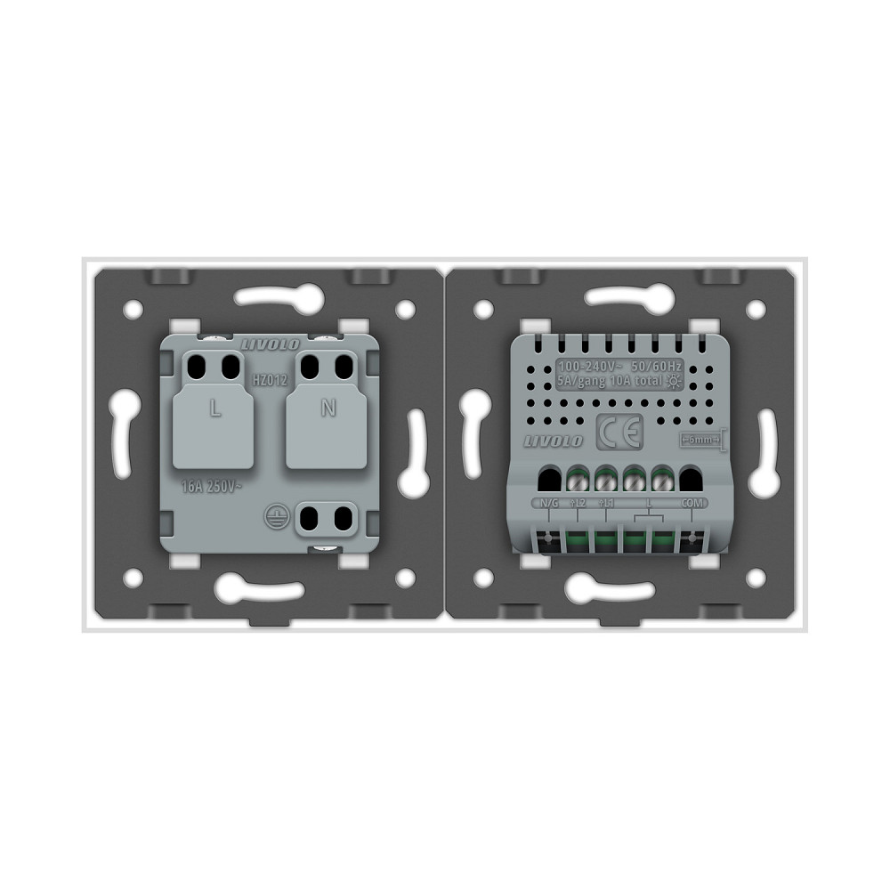 LIVOLO Розумний сенсорний EC вимикач 2 сенсора 1 розетка Livolo білий скло (VL-M7FC2Z2/FCTC16A- Коломыя - изображение 5