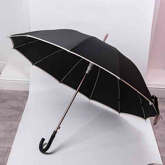 Класична парасолька-тростина з чохлом напівавтомат з поліестеру міцна надійна 12спиць діаметр 120 см Чорний HP-23-16B Коломия
