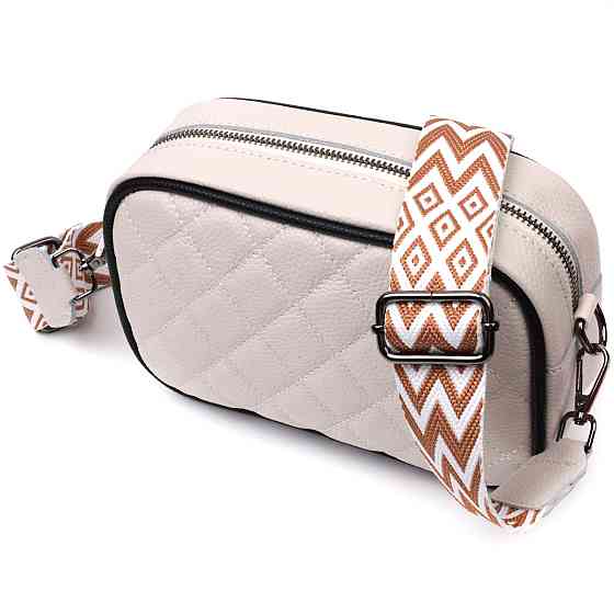 Женская сумка через плечо на одно отделение из натуральной кожи Vintage 22383 Белая Киев