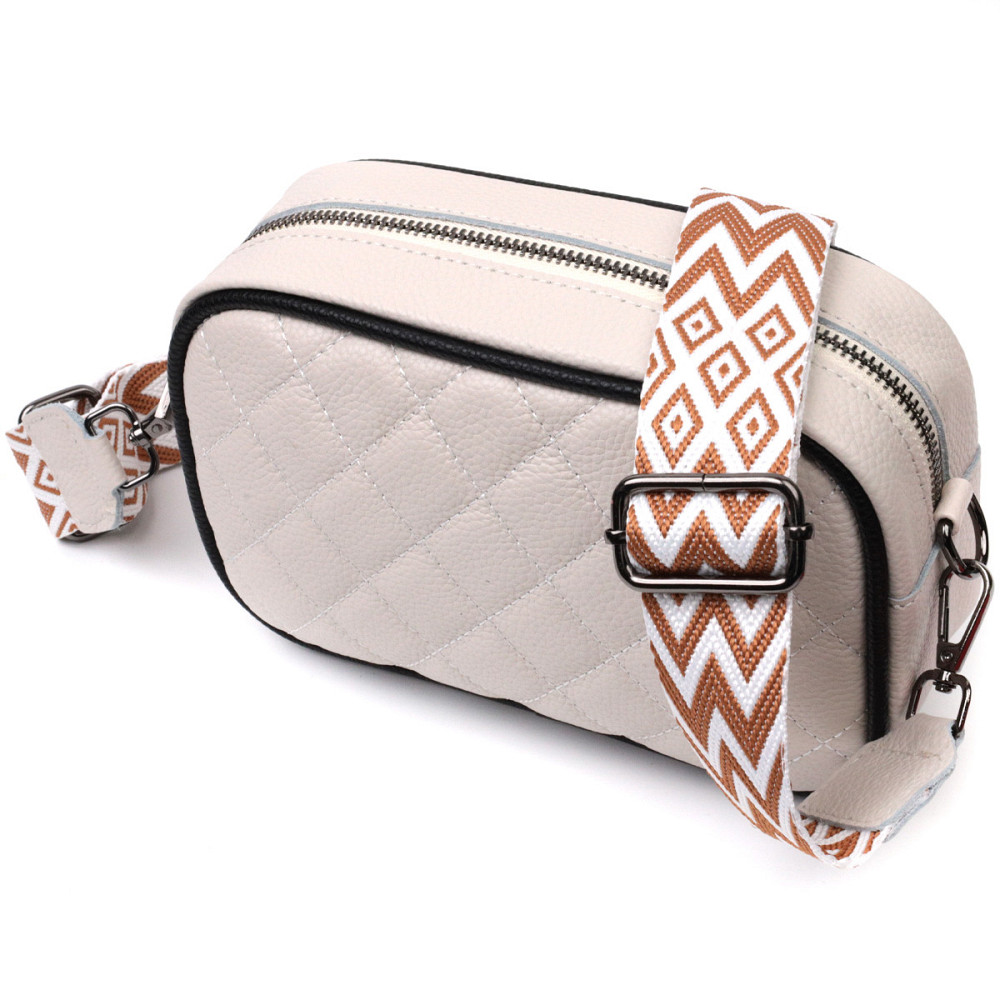 Жіноча сумка через плече на одне відділення з натуральної шкіри Vintage 22383 Біла Київ - фото 1