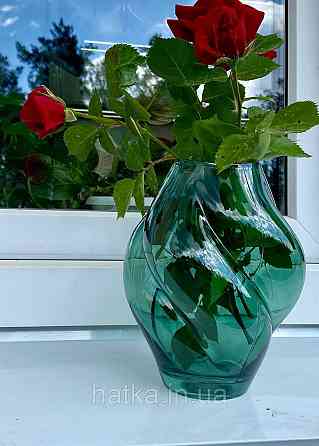 Ваза скляна 16*16*20 см "Джина" зелене товсте скло Київ
