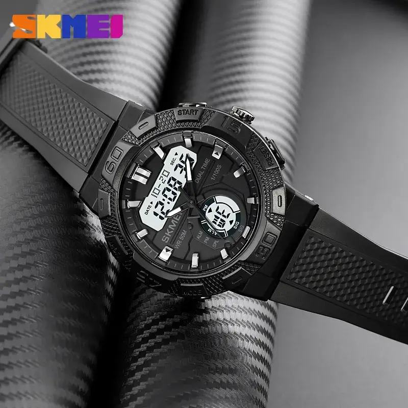 Чоловічий спортивний годинник Skmei 1881 (Чорний з білим) Київ - фото 6
