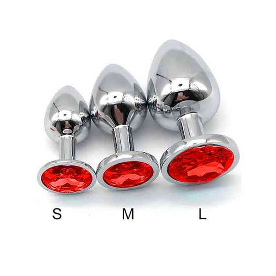 Набір сталевих анальних пробок - Червоний - 3 шт. (S/M/L) - Анальні іграшки Вінниця