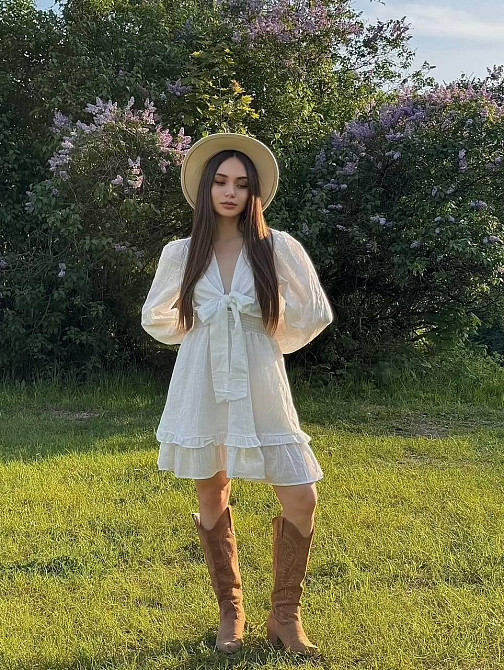 Женское легкое романтичное мини платье из льна 46/48 Одесса - изображение 7