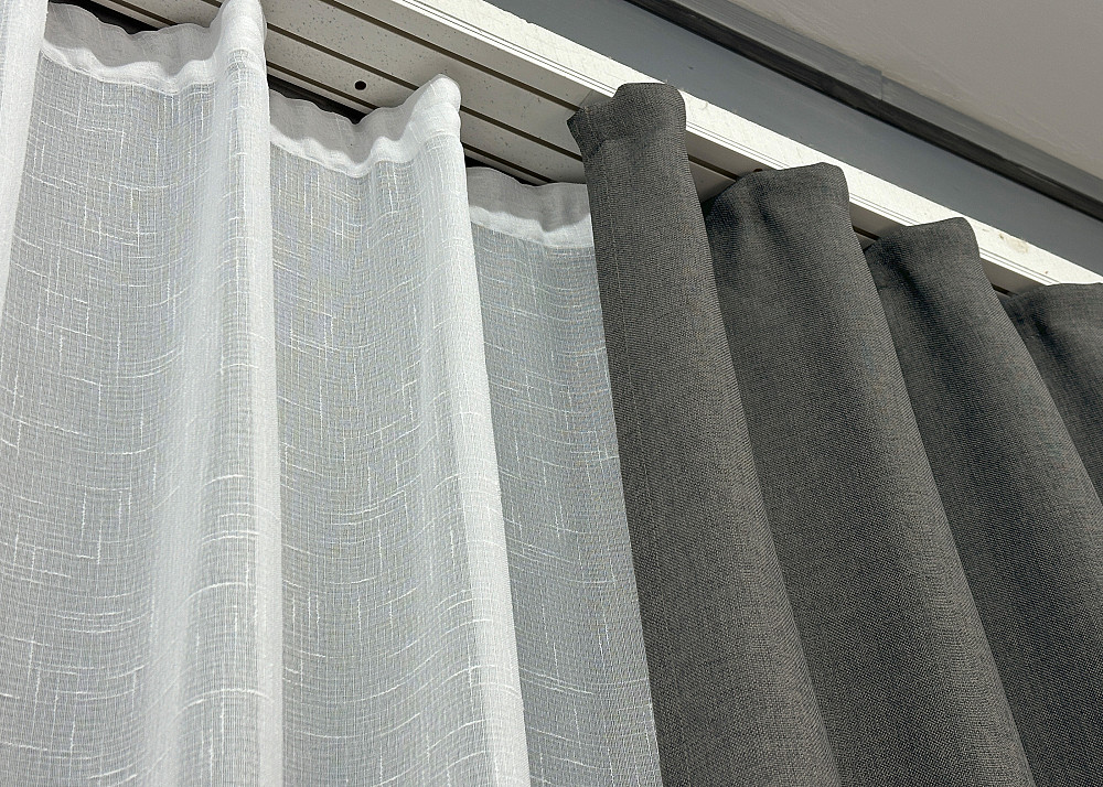 Комплект штор VR-Textil Лен Мешковина 200х270 2шт и Тюль 600х270 1282ш-115т Серый с белым 71-027/7 Киев - изображение 8