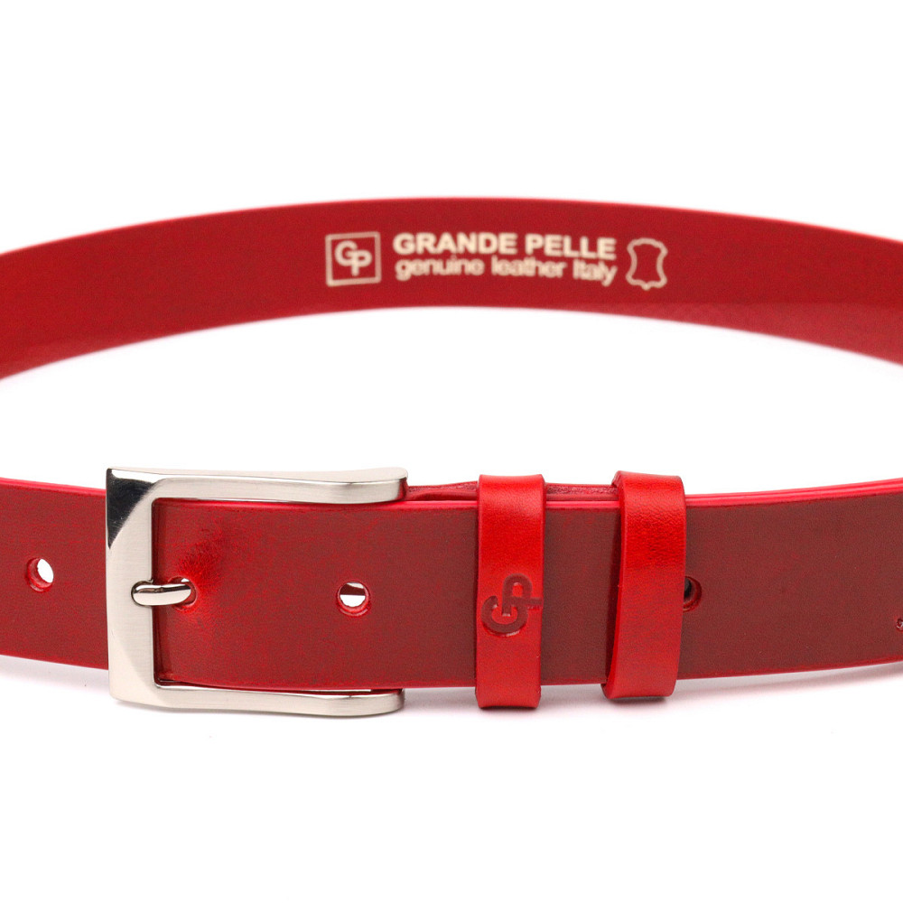 Стильный женский ремень под джинсы из натуральной кожи Grande Pelle 21454 Красный Киев - изображение 9