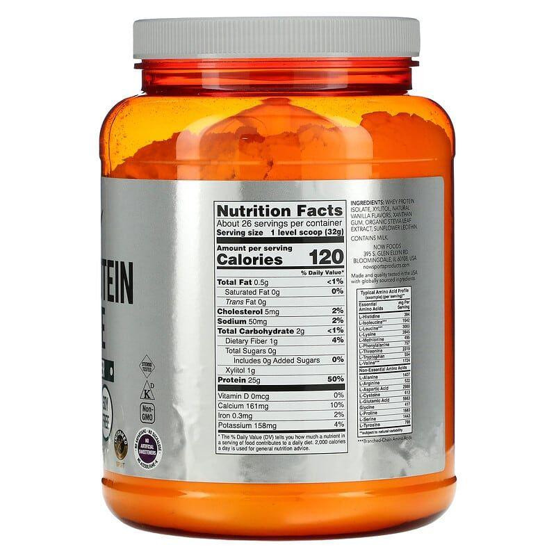 Изолят сывороточного протеина Now Foods Sport Whey Protein Isolate 816 г сливочно-ванильный Киев - изображение 2