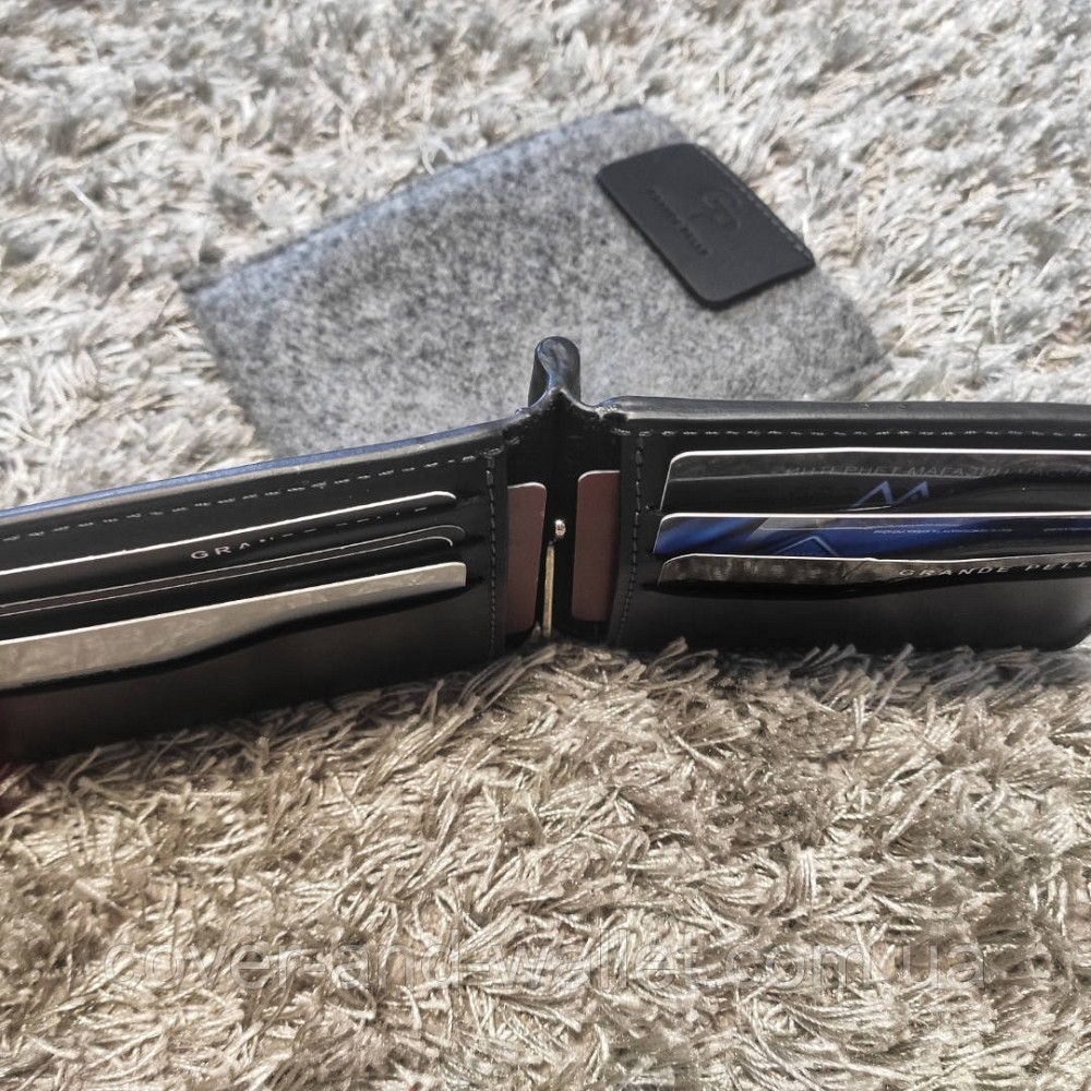 Шкіряний гаманець затискач для купюр та карток з монетницею Grande Pelle Onda Київ - фото 3