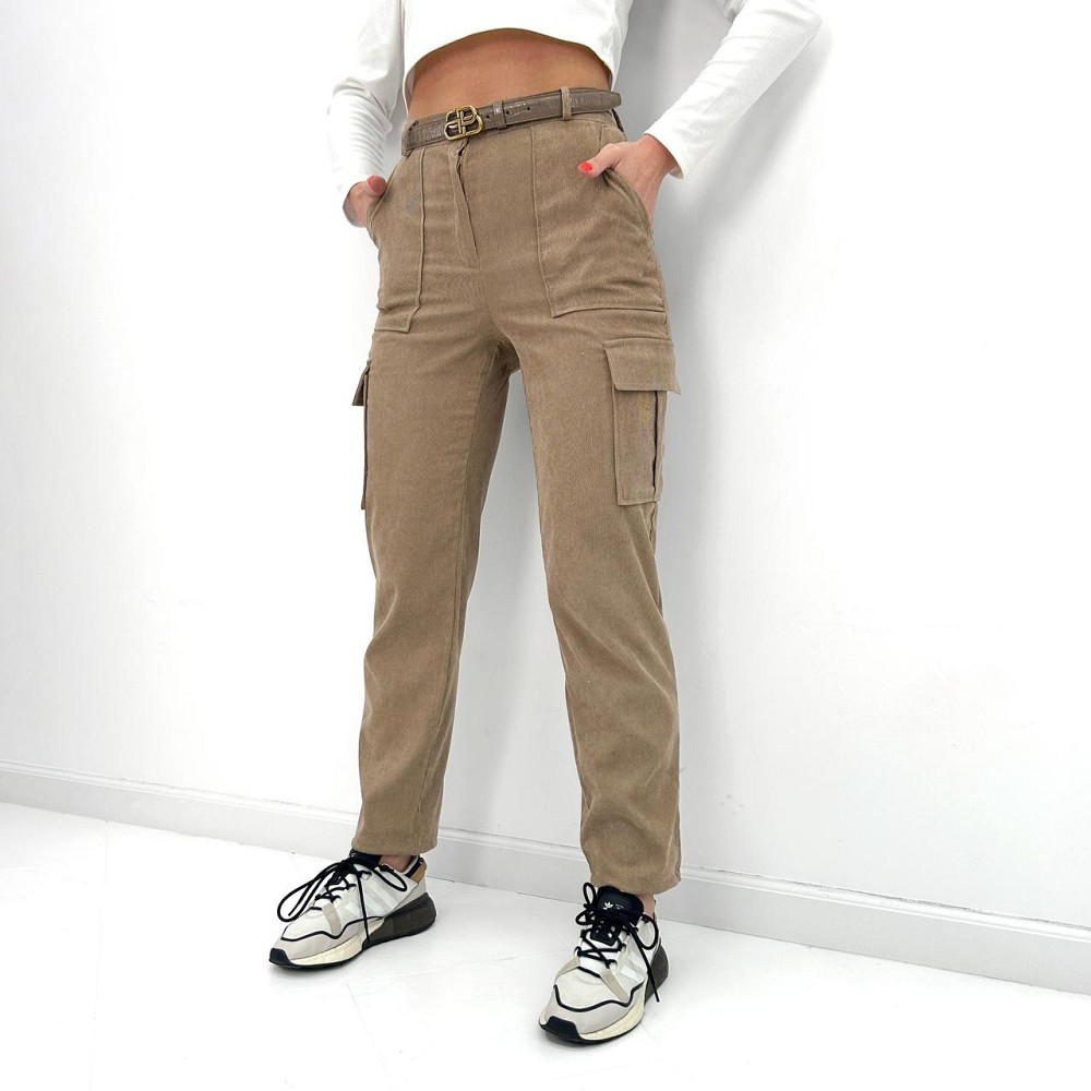 Женские вельветовые брюки карго Urbanа 48, Бежевый Киев - изображение 4