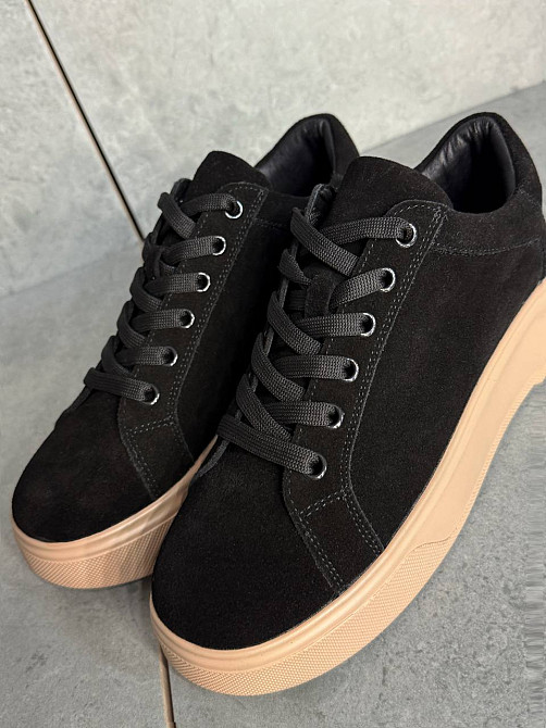 Кеды женские Hengji 85-9 натуральный замш на платформе черные, 37, 24 см Одесса - изображение 5