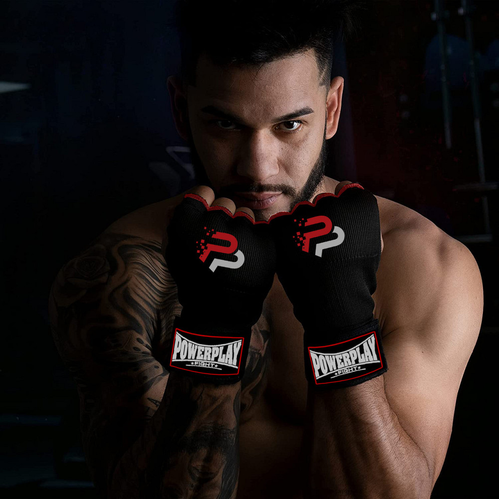 Бинти-рукавиці PowerPlay 3096 з гелевими подушечками Чорні M Луцк - изображение 10