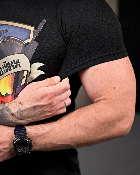 Тактическая потоотводящая футболка Паливо черная мужская дышащяя Одесса - изображение 16