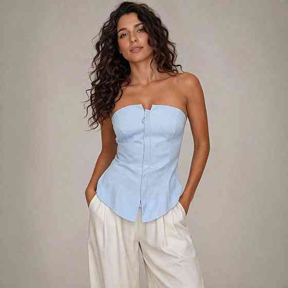 Жіночий базовий корсет турецька костюмка Блакитний, 48 Одеса