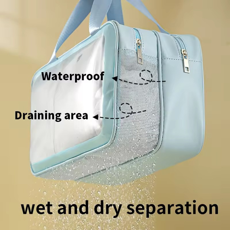 Комплет косметичек 2 шт в ванную комнату на 2 отделения, голубые Каменец-Подольский - изображение 9