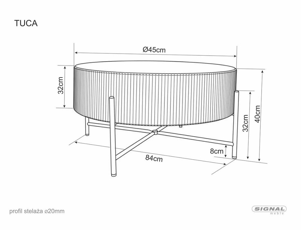 Журнальний столик TUCA дуб/чорний д.80 Днепр - изображение 6