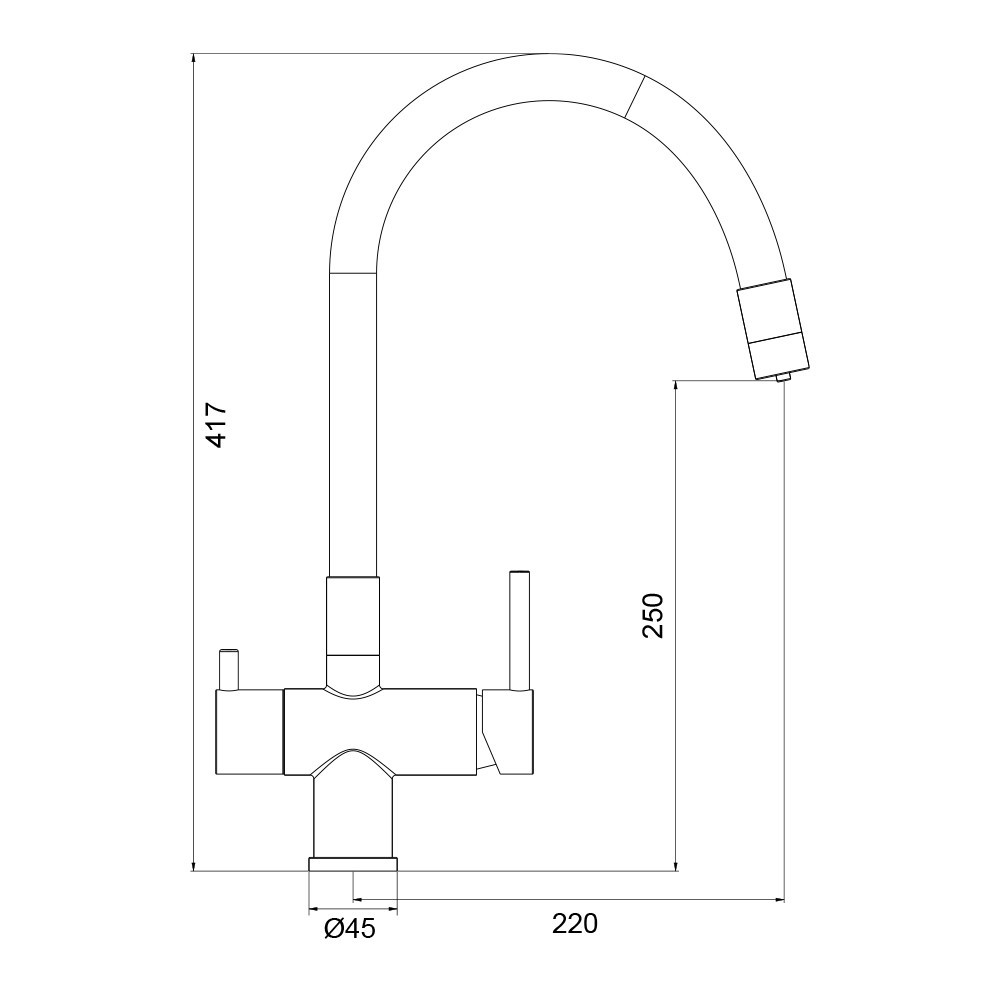 Смеситель для кухни с подключением к фильтру GAPPO G4398-39 гибкий излив, графит/черный Киев - изображение 5