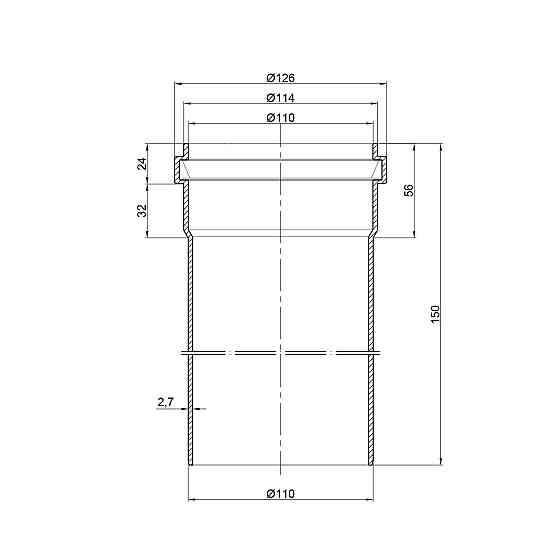 Труба PPR каналізаційна TA Sewage 110х2,7, 0,15 м Київ