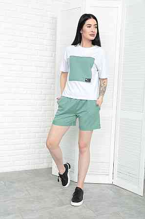 Двокольоровий костюм з шортами "Numb" оптом | Норма | Розпродаж моделі Фісташковий, 42-44 Київ